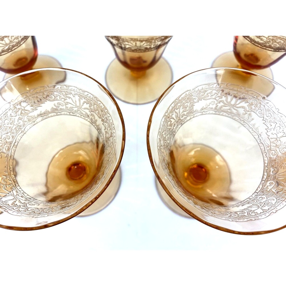 Fostoria Royal Amber Cordial Glasses 3.5" Tall Set of 7 Champagne Glasses Lovely - Picture 7 of 12